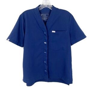 Figs women’s Scrub Top size S button up navy blue v-neck